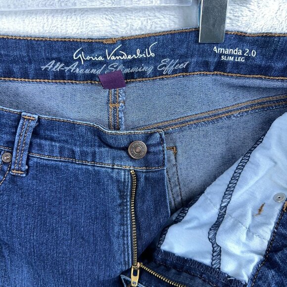 Gloria Vanderbilt Amanda 2.0 Straight Jeans All Around Slimming Womens Blue 14 - Picture 5 of 11